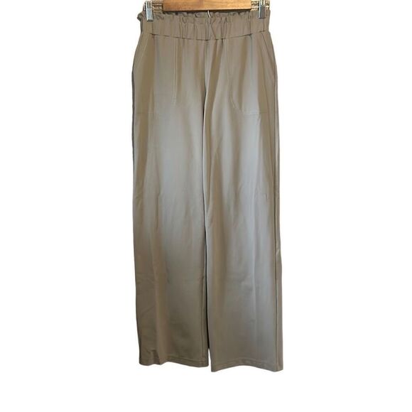 Pull On Wide Leg Lounge Pants High Waist Elastic Waistband Trousers - Picture 1 of 5